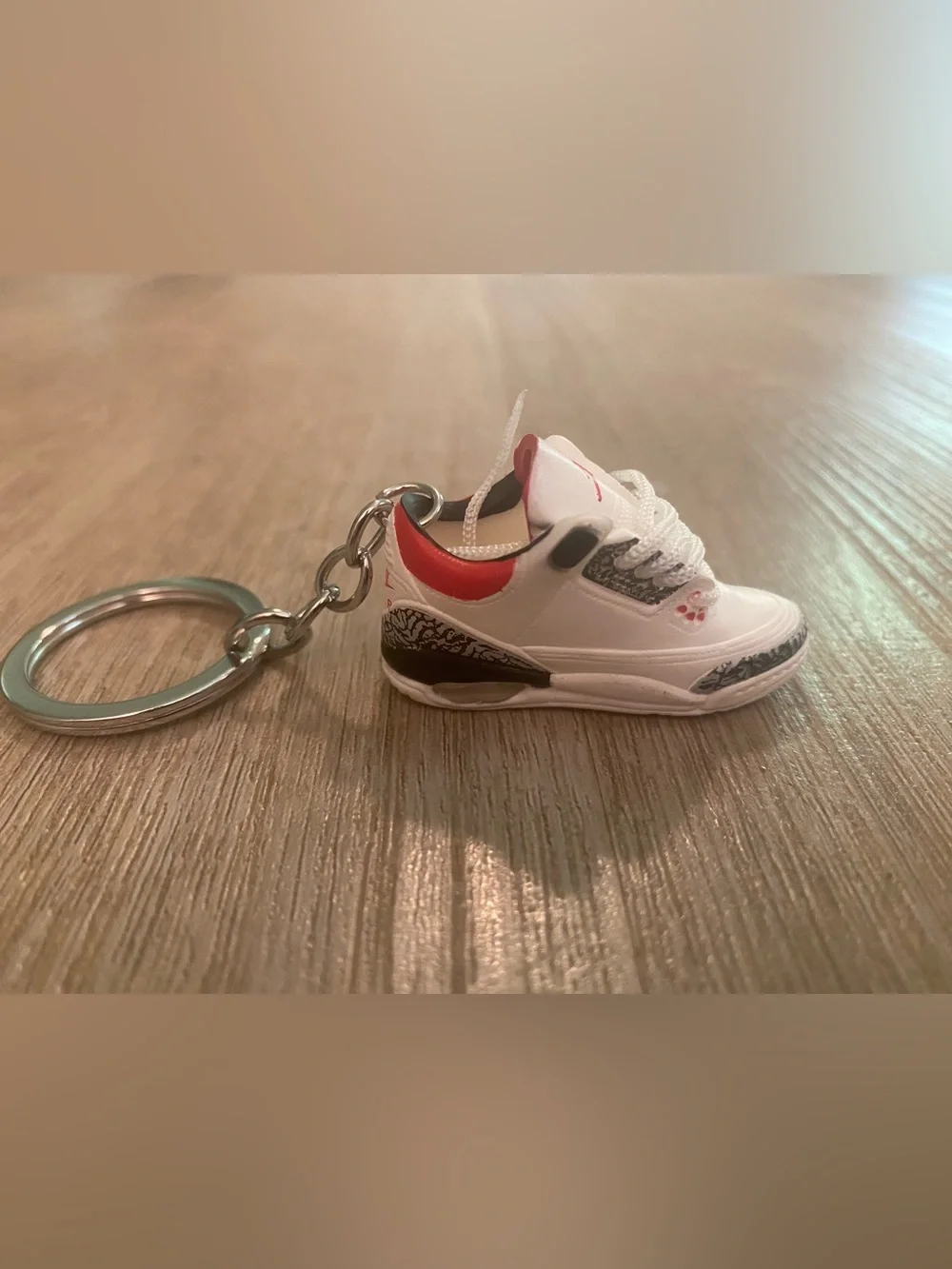Mini Air Jordan 3 White Cement Reimagined Keychain